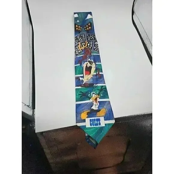 Vintage 1993 NFL Looney Tunes Football WB Taz & Daffy Surrey Cartoon Tie CR3 - Picture 2 of 6